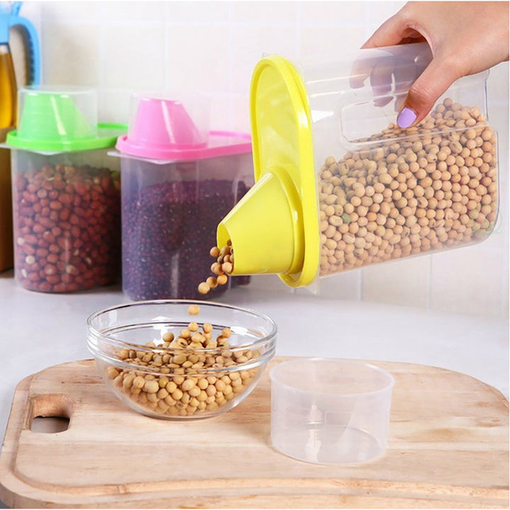 BPA-Free Plastic Food Saver-Kitchen Food Cereal Storage Containers with Graduated Cap Image 4