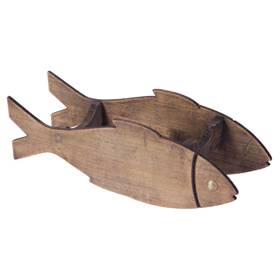 Wooden Fish Shaped Vintage Decorative Single Bottle Wine Holder Image 3