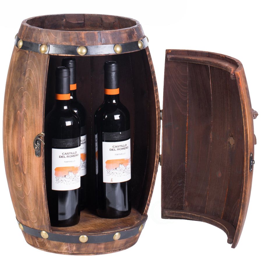 Wooden Barrel Shaped Vintage Decorative Wine Storage Rack Image 1
