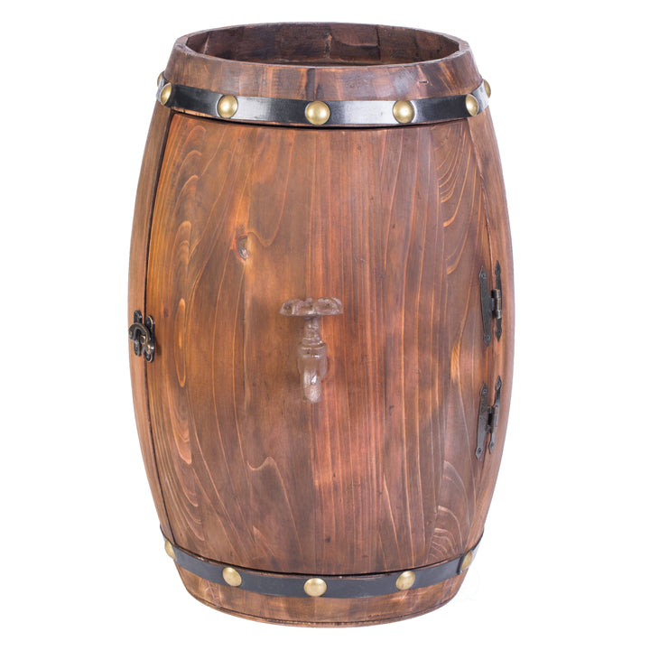 Wooden Barrel Shaped Vintage Decorative Wine Storage Rack Image 3