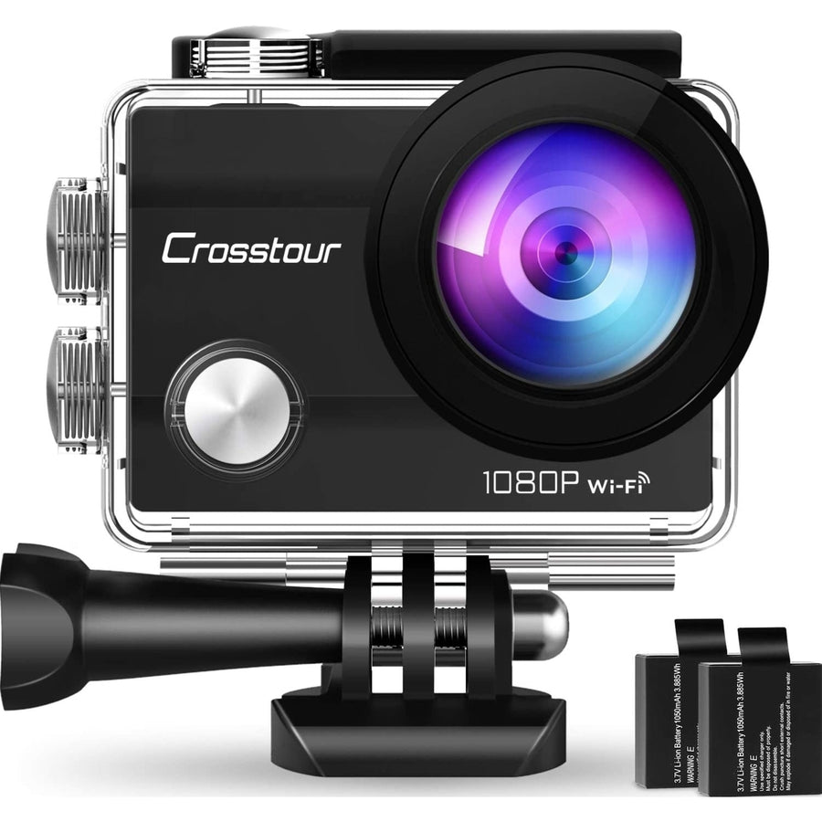 Crosstour Action Camera 1080P Full HD Wi-Fi 14MP PC Webcam Waterproof Cam 2" LCD 30m Underwater 170Wide-Angle Sports Image 1