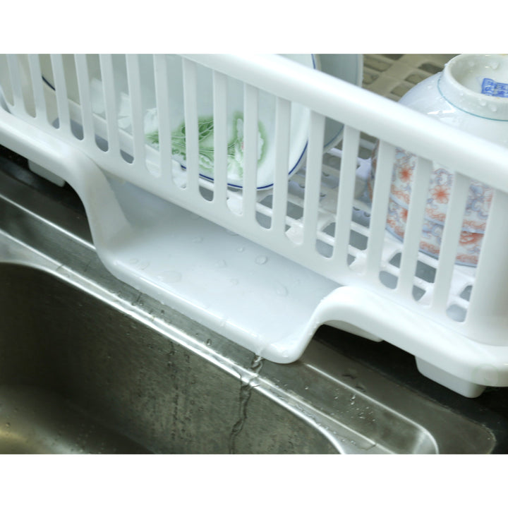 Plastic Dish Rack with Drain Board and Utensil Cup Image 3