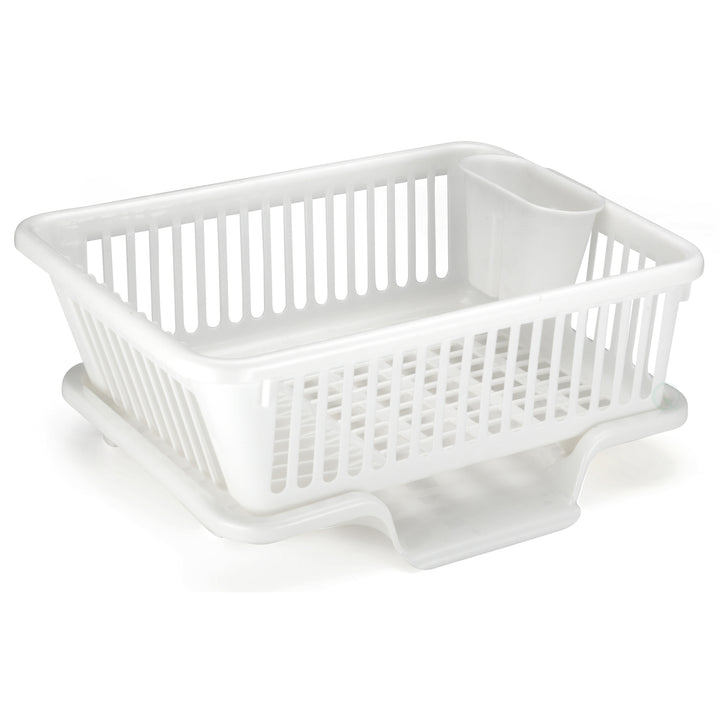 Plastic Dish Rack with Drain Board and Utensil Cup Image 7