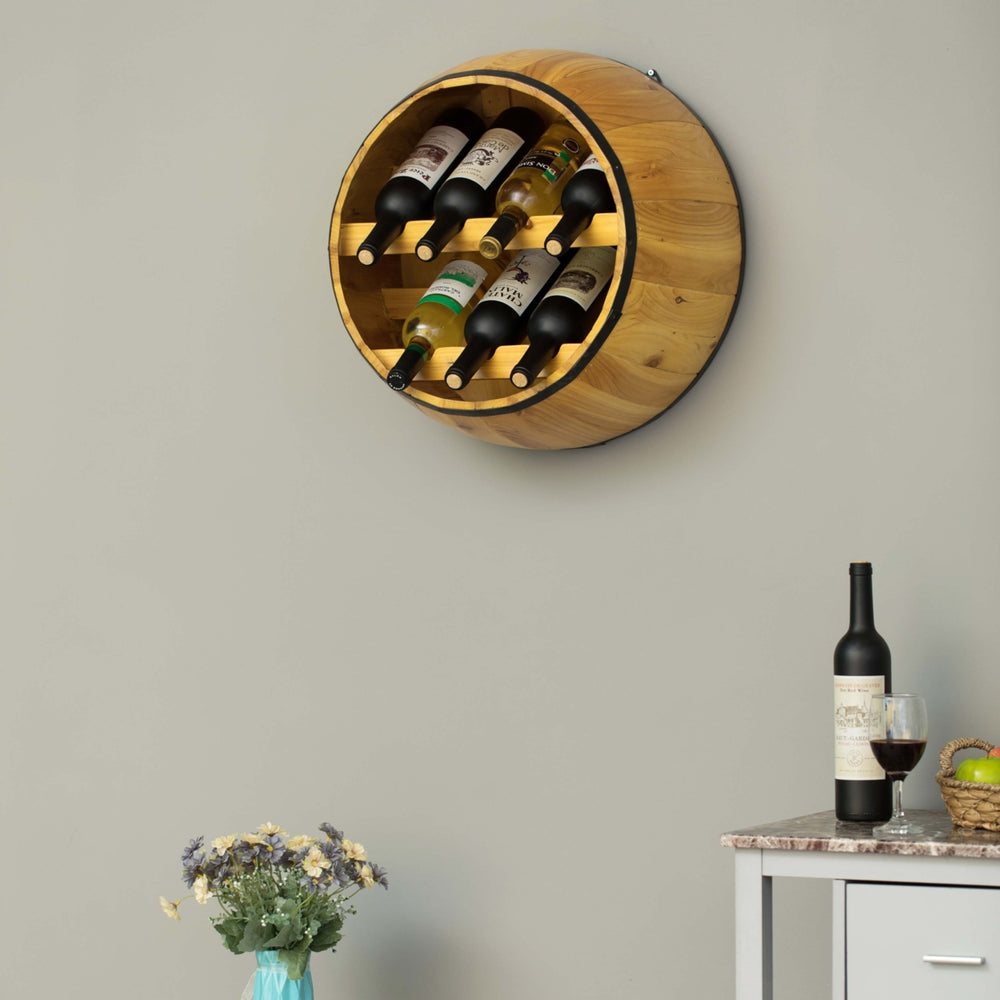Wooden Hanging Wine Barrel Wine Rack Image 2