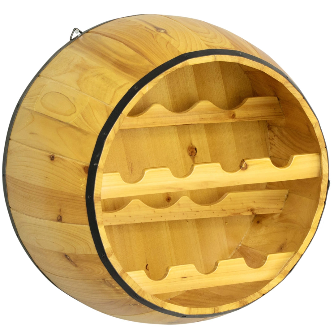 Wooden Hanging Wine Barrel Wine Rack Image 3