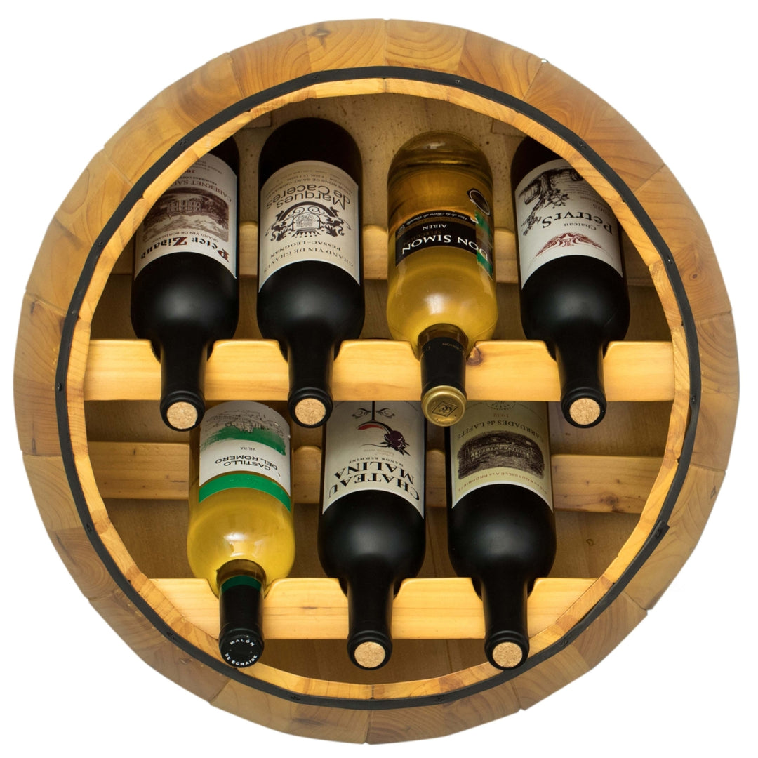 Wooden Hanging Wine Barrel Wine Rack Image 4
