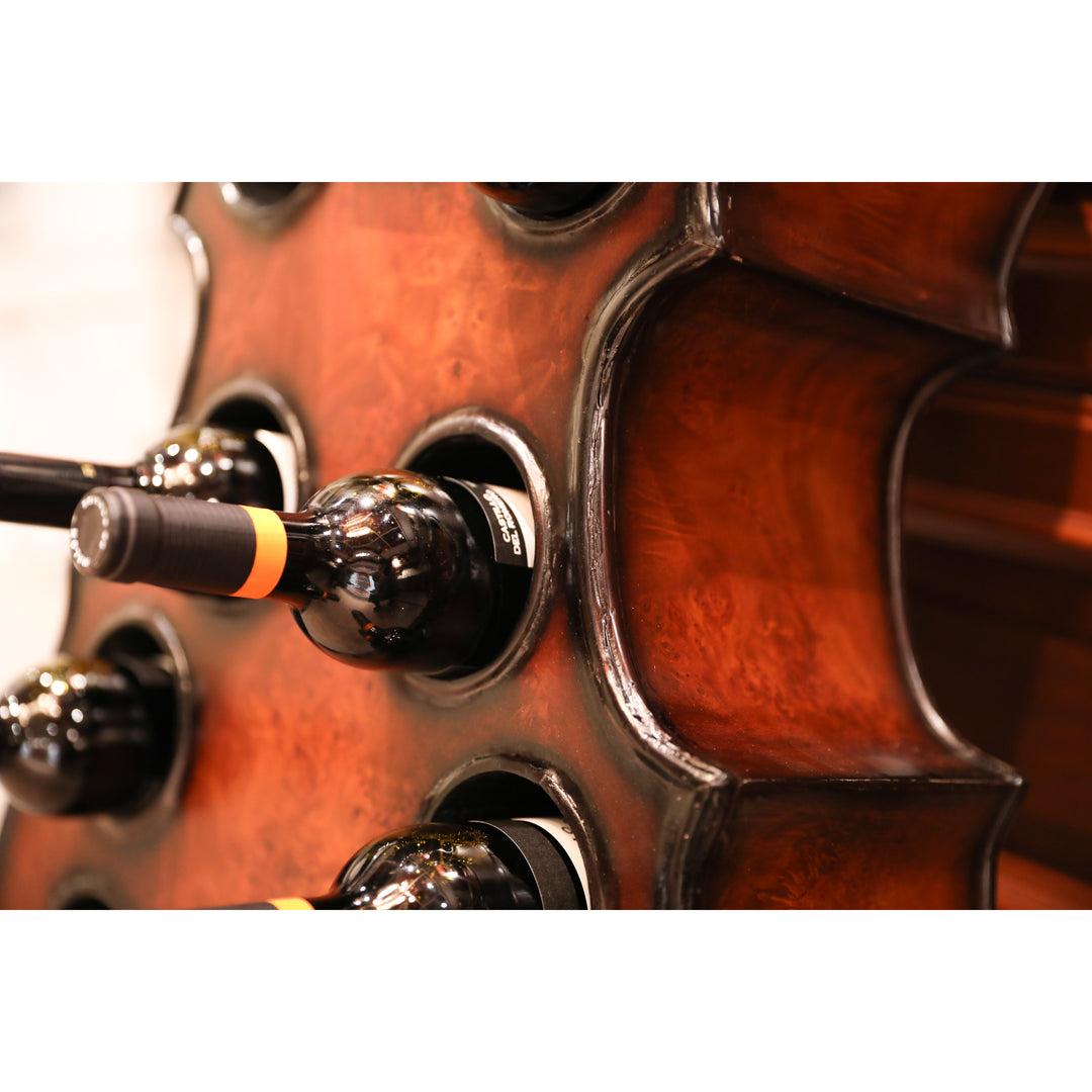 Decorative 10 Bottle Wooden Cello Shaped Wine Rack 36" Inch Floor Violin Image 3