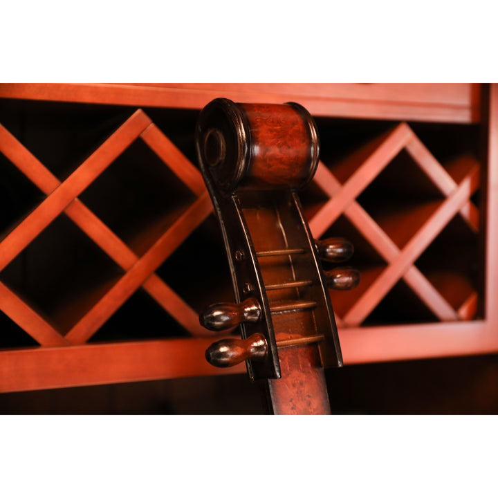 Decorative 10 Bottle Wooden Cello Shaped Wine Rack 36" Inch Floor Violin Image 4