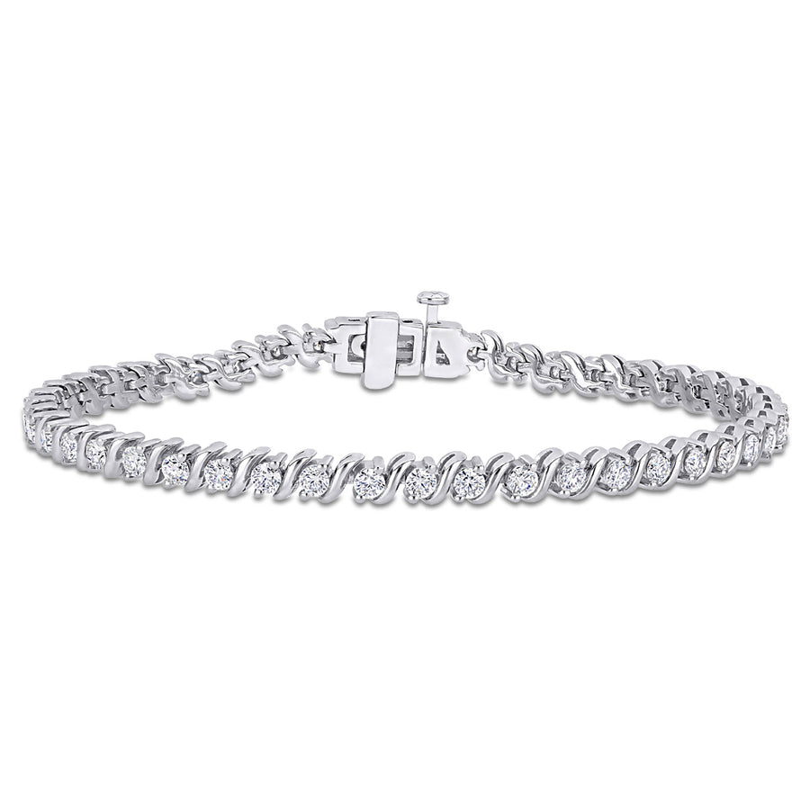 2.75 Carat (ctw) Lab-Created Moissanite S-Link Tennis Bracelet in Sterling Silver Image 1