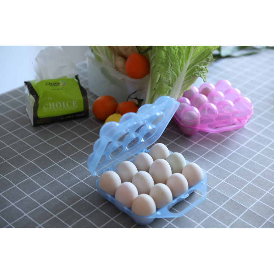 Clear Plastic Egg Carton-12 Egg Holder Carrying Case with Handle Image 1