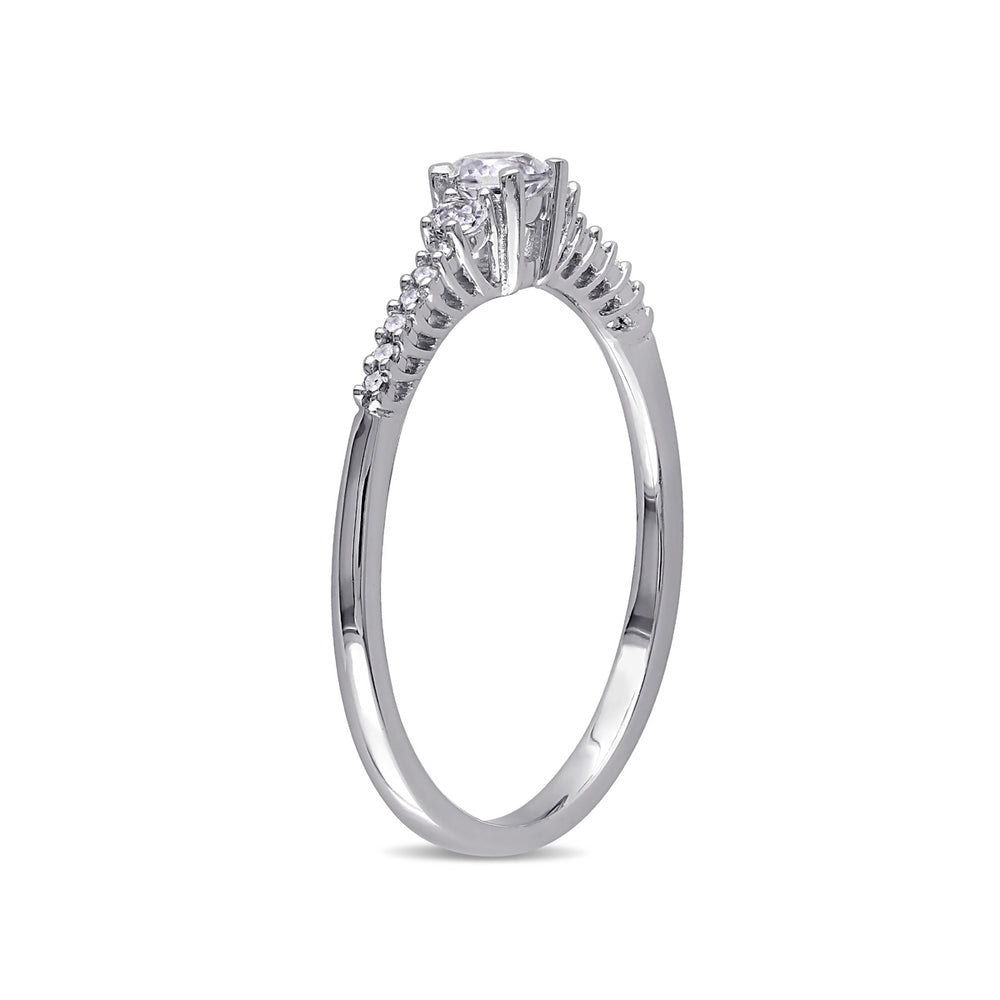1/3 Carat (ctw) Lab-Created White Sapphire Ring with Diamonds in Sterling Silver Image 2