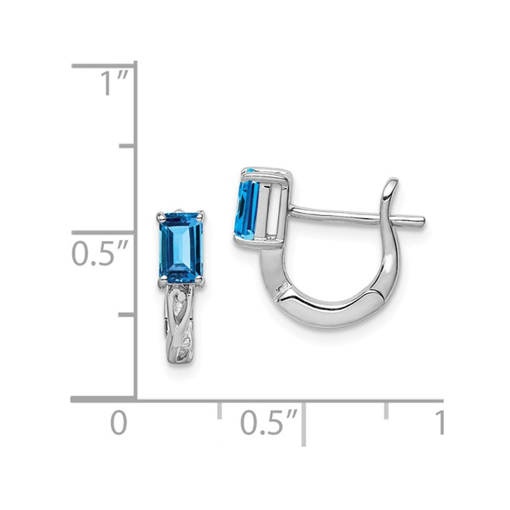 2/5 Carat (ctw) Blue Topaz Hoop Earrings in Sterling Silver Image 2