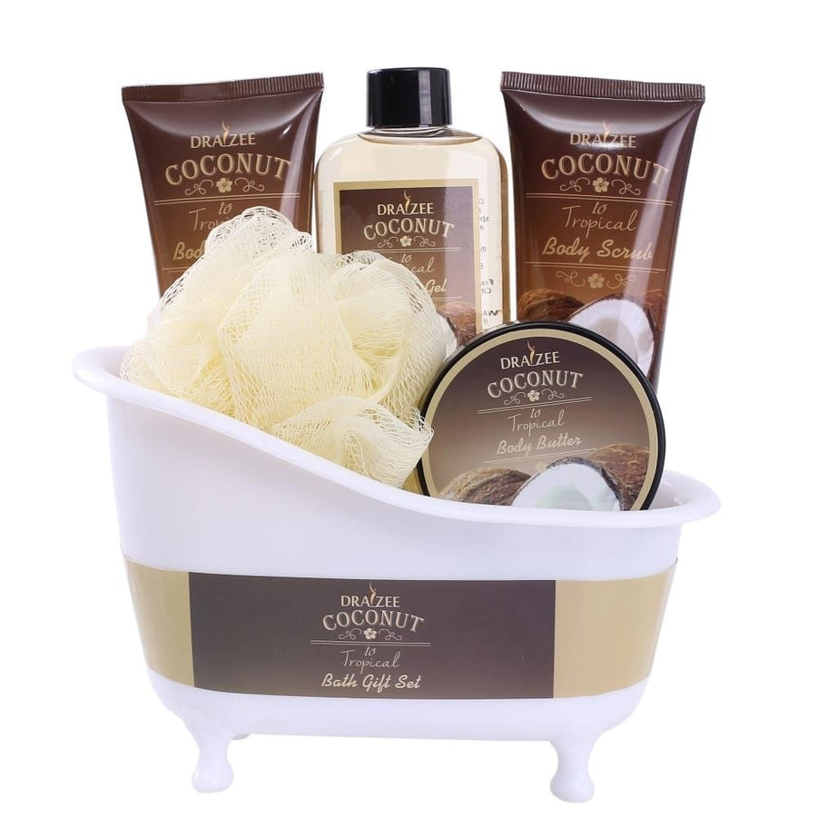 Draizee Spa Gift Basket with Refreshing Coconut Fragrance Luxury Bath and Body Set Includes Natural Shower Gel Body Image 1