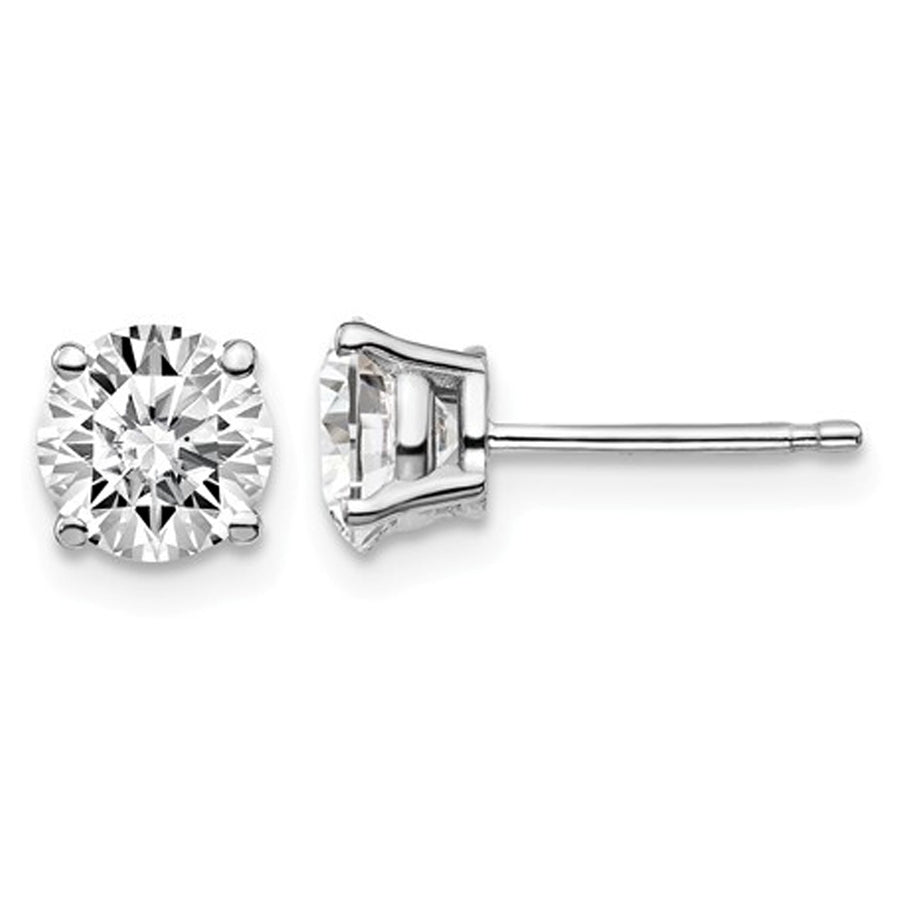 1.50 Carat (ctw G-H-ISI1-SI2) Lab-Grown Diamond Solitaire Stud Earrings in 14K White Gold Image 1