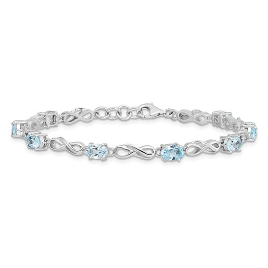 4.40 Carat (ctw) Swiss Blue Topaz Infinity Link Bracelet in Sterling Silver (7.00 Inches) Image 1