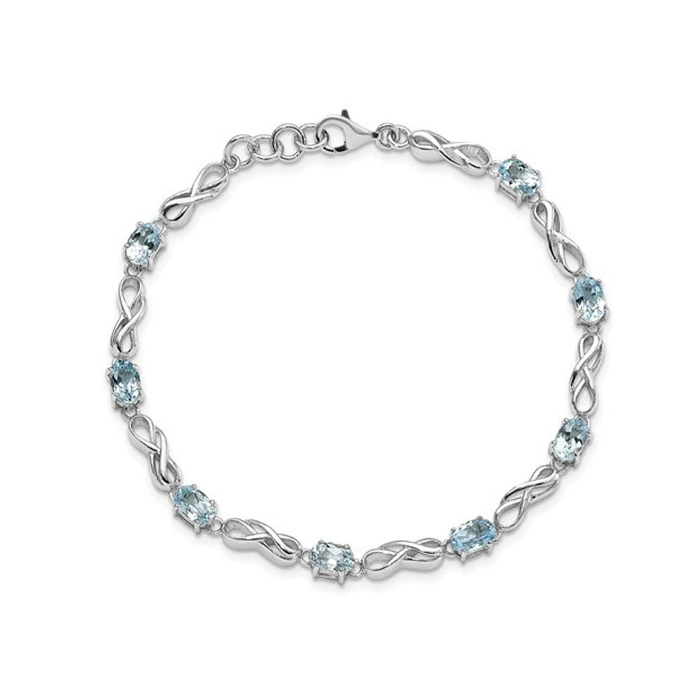 4.40 Carat (ctw) Swiss Blue Topaz Infinity Link Bracelet in Sterling Silver (7.00 Inches) Image 2