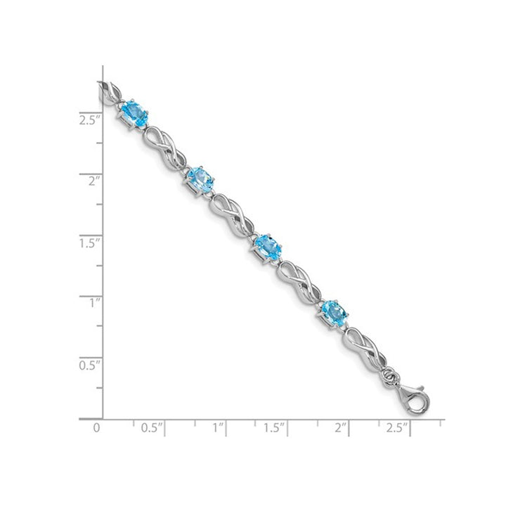 4.40 Carat (ctw) Swiss Blue Topaz Infinity Link Bracelet in Sterling Silver (7.00 Inches) Image 3