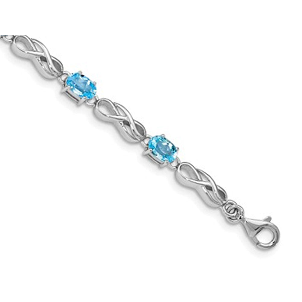 4.40 Carat (ctw) Swiss Blue Topaz Infinity Link Bracelet in Sterling Silver (7.00 Inches) Image 4