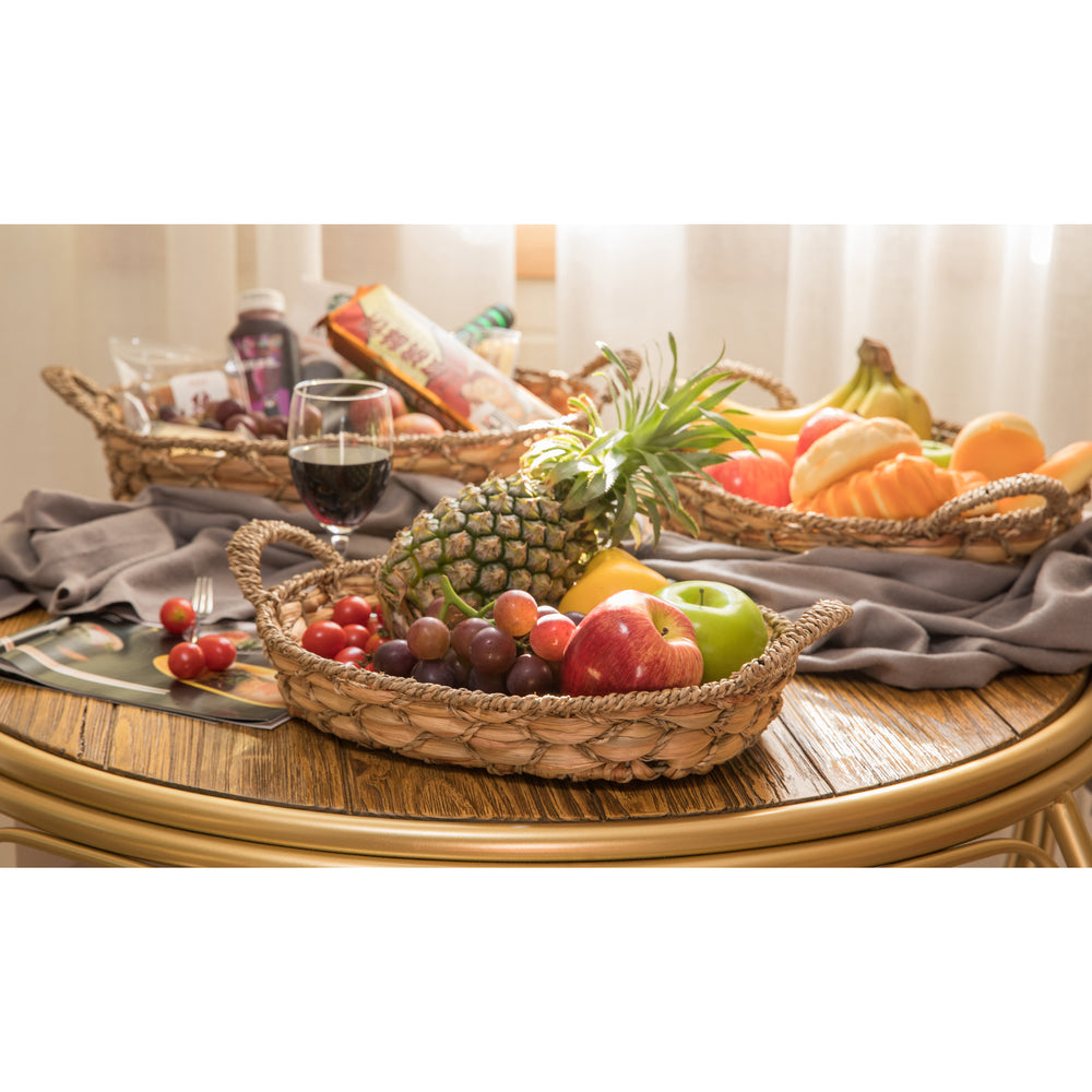 Seagrass Fruit Bread Basket Tray with Handles Image 2