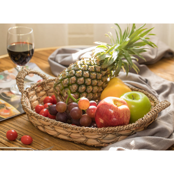 Seagrass Fruit Bread Basket Tray with Handles Image 11
