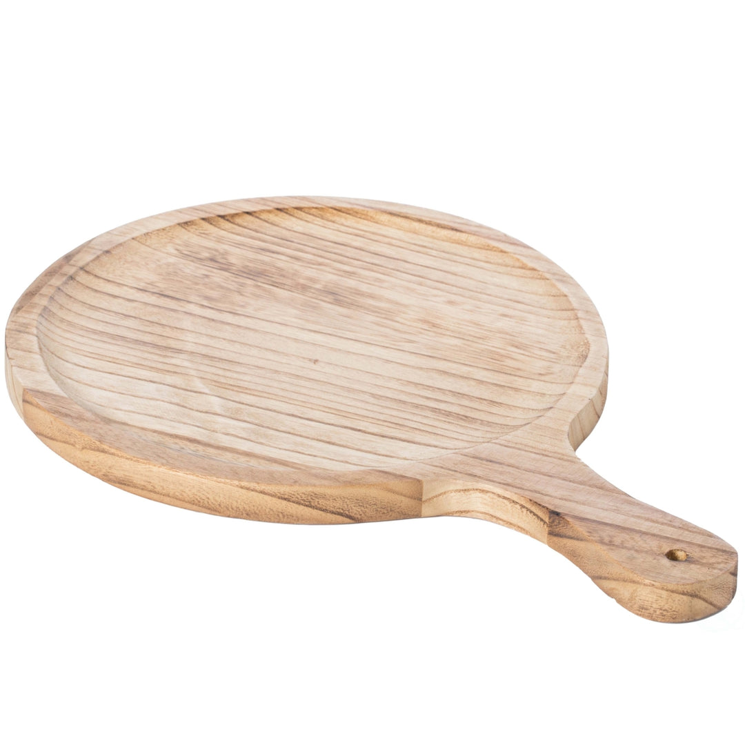 Wooden Round Shape Serving Tray Display Platter Image 3