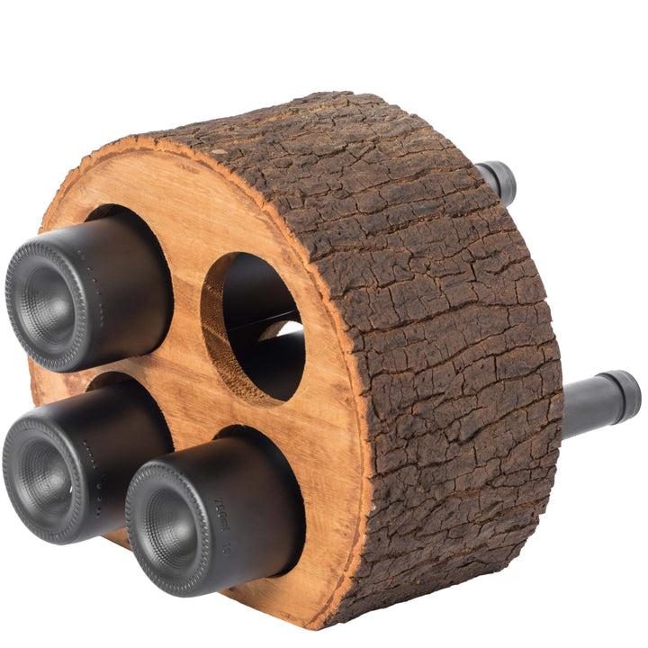 Round Wood Log Style with Bark 4 Bottle Countertop Wine Rack Holder Image 6