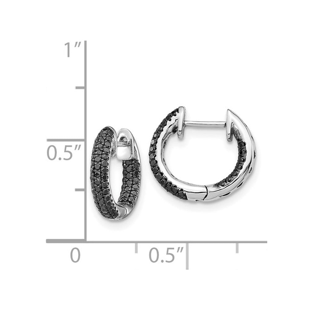 2/5 Carat (ctw) Enhanced Black Diamond In-and-Out Hoop Earrings in 14K White Gold Image 3