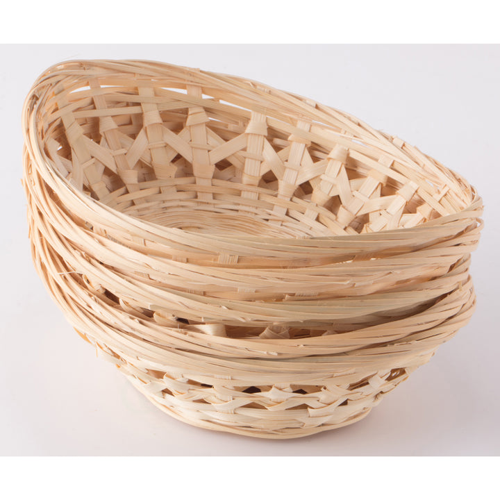 Set of 5 Natural Bamboo Oval Storage Bread Basket Storage Display Trays Image 4