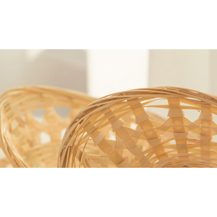 Set of 5 Natural Bamboo Oval Storage Bread Basket Storage Display Trays Image 6