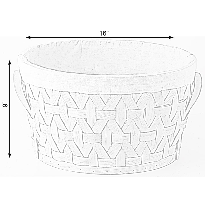 Wooden Round Display Basket BinsLined with White FabricFood Gift Basket Image 6