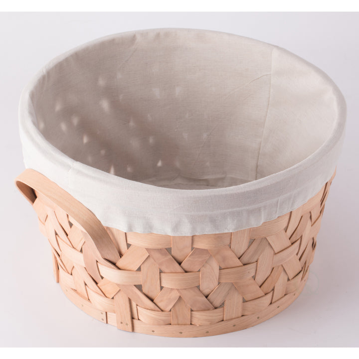 Wooden Round Display Basket BinsLined with White FabricFood Gift Basket Image 7