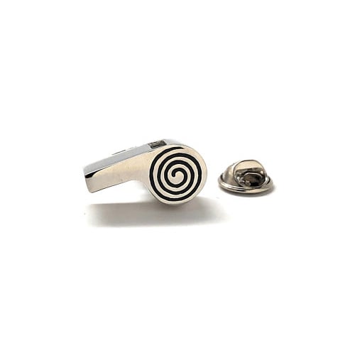 Whistle Lapel PinSilver with Black Enamel Pin Image 1