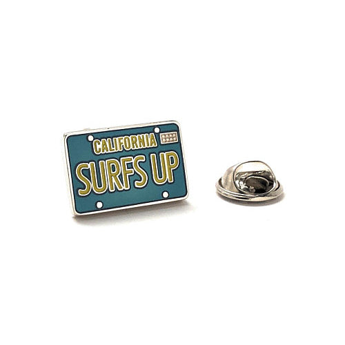 Surfs Up Lapel PinBlue and Silver Enamel PinTie Tack Surf Board Image 1