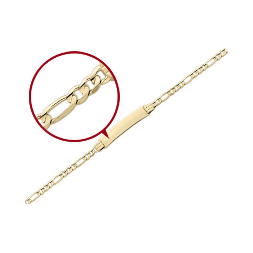 Engraveable Figaro ID Bracelet in 14K Yellow Gold 7 Inches Image 1