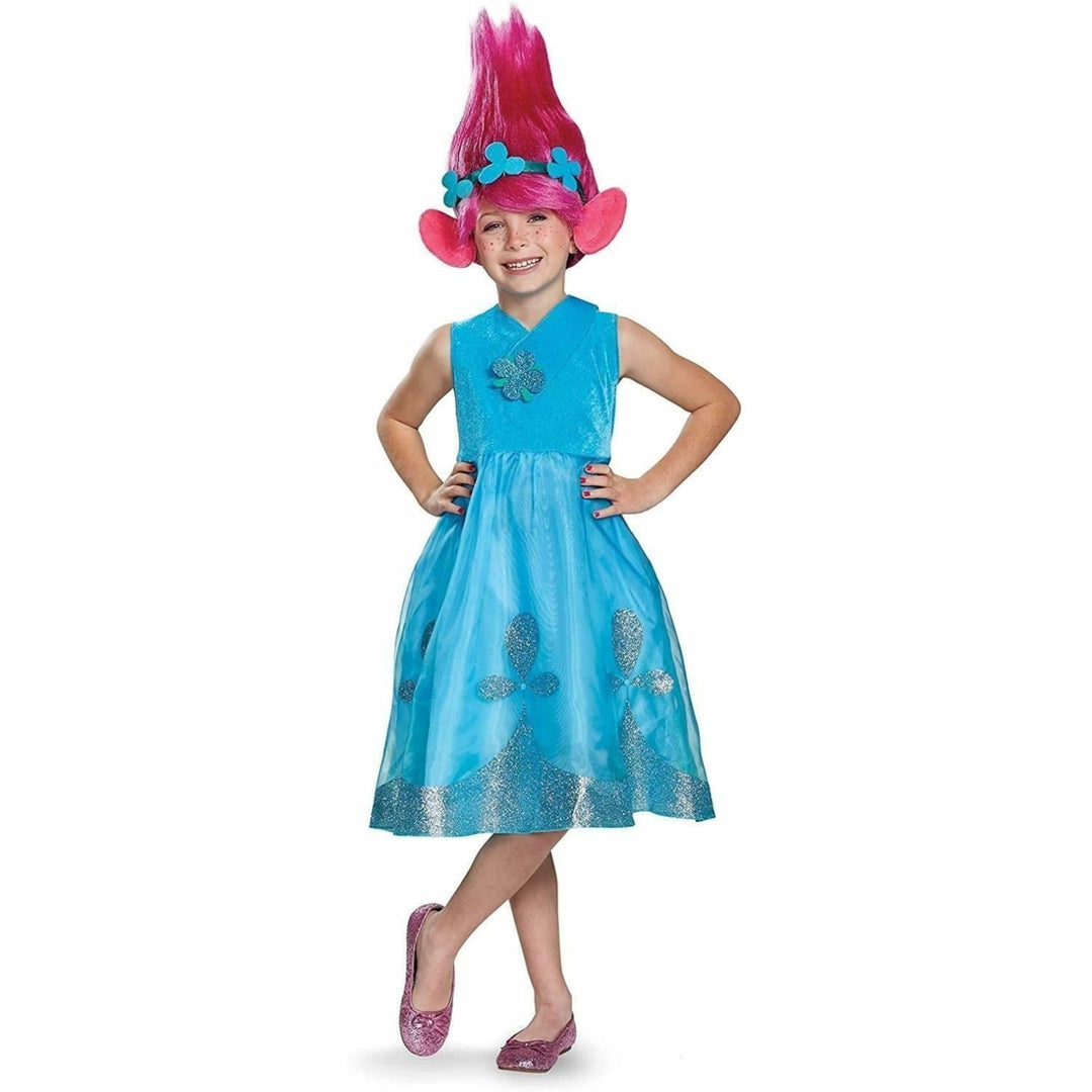 Trolls Poppy Deluxe w/Wig Size M 7/8 Girls Licensed Costume Disguise Image 1