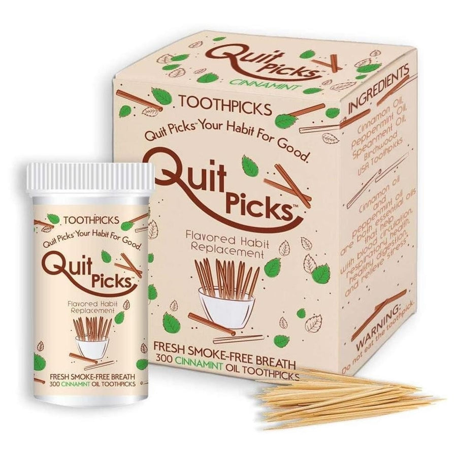 Quit Picks Toothpicks 300ct Cinnamint Quit Smoking Aid Freshes Breathe Image 1