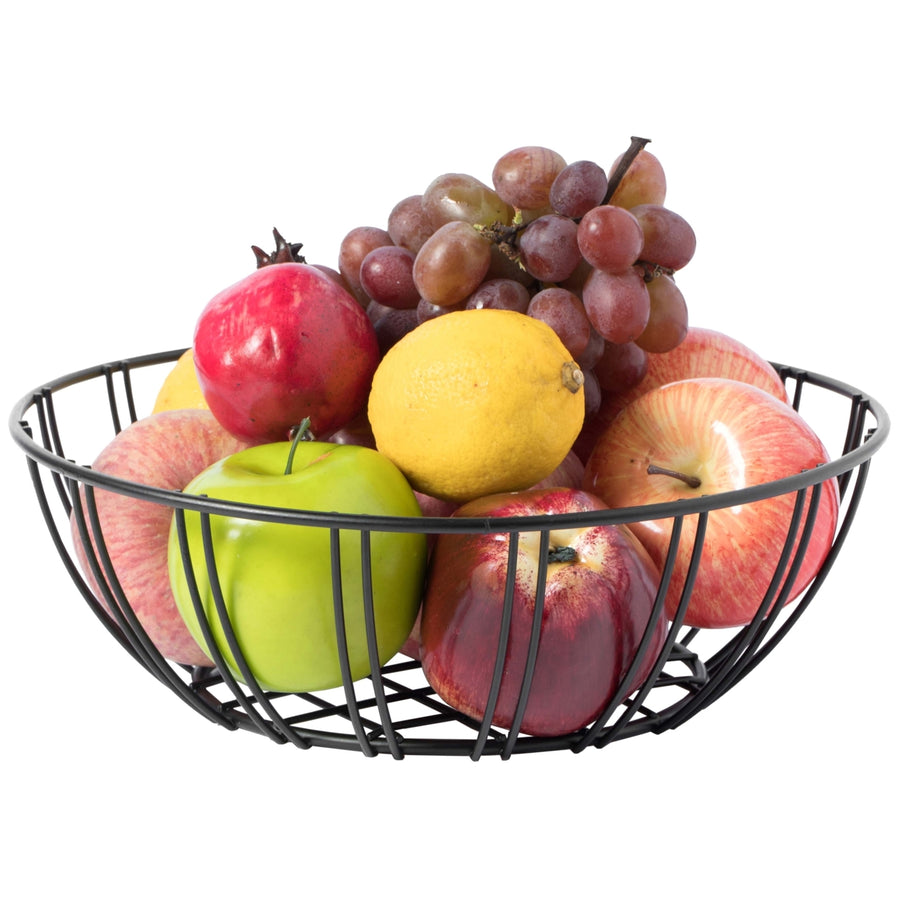 Black Iron Wire Fruit Bowl for kitchen counterStorage Basket for FruitsVegetablesand Bread Image 1