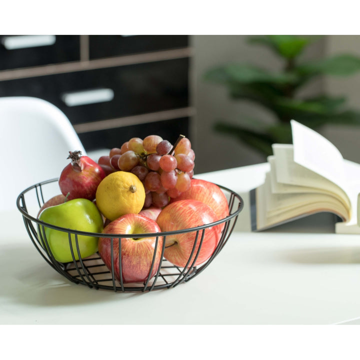 Black Iron Wire Fruit Bowl for kitchen counterStorage Basket for FruitsVegetablesand Bread Image 3