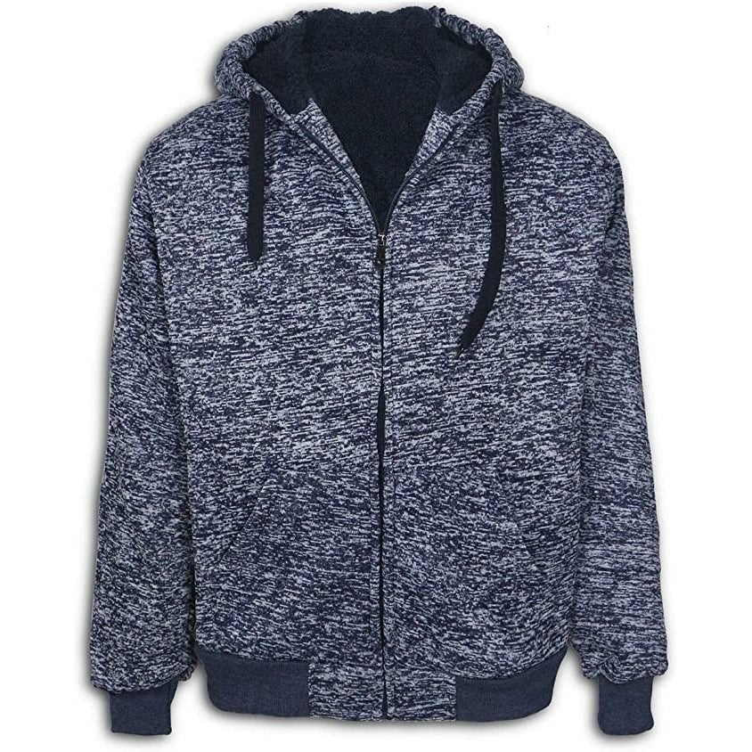 2-Pack: Mens Marled Extra-Thick Sherpa-Lined Fleece Hoodie Image 2