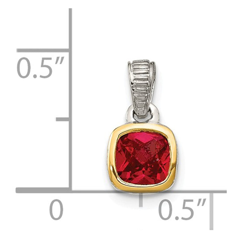 2/5 Carat (ctw) Lab-Created Ruby Solitaire Pendant Necklace in Yellow Plated Sterling Silver with Chain Image 2