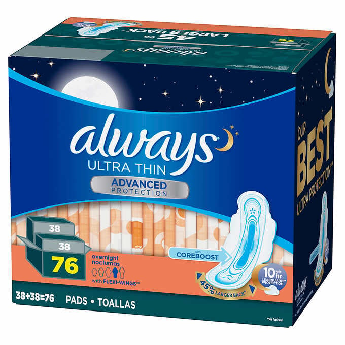 Always Ultra Thin Advanced Overnight Pads76 Count Image 1