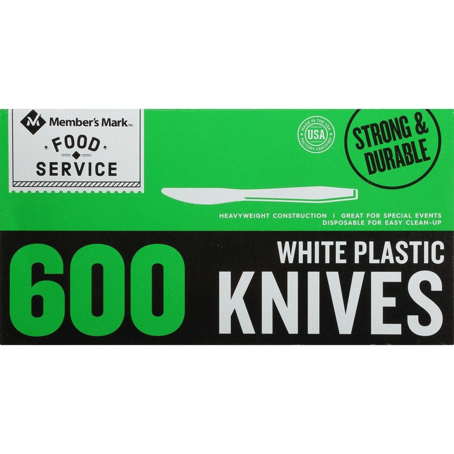 Members Mark Plastic KnivesHeavyweightWhite (600 Count) Image 1