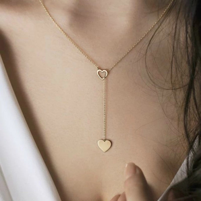 Silver Infinity Heart Lariat Necklace Heart Pendant Womens Silver Gold Jewelry Necklace Gift Image 2