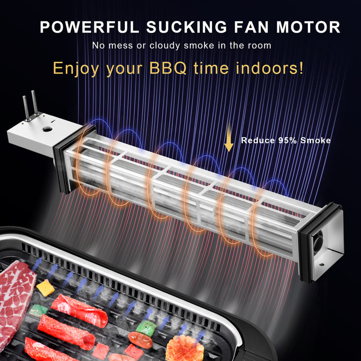 Smokeless Electric Grill Portable Nonstick BBQ w/ Turbo Smoke Extractor Image 7