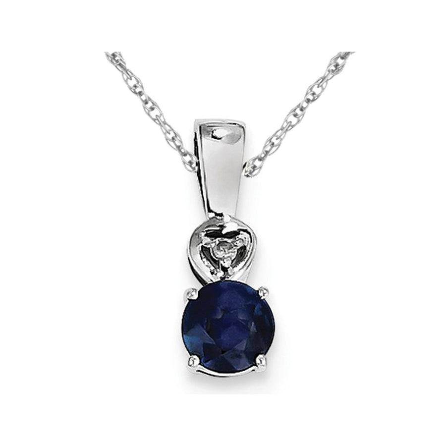 Sterling Silver Blue Sapphire Solitaire Pendant Necklace 1/2 Carat (ctw) Image 1
