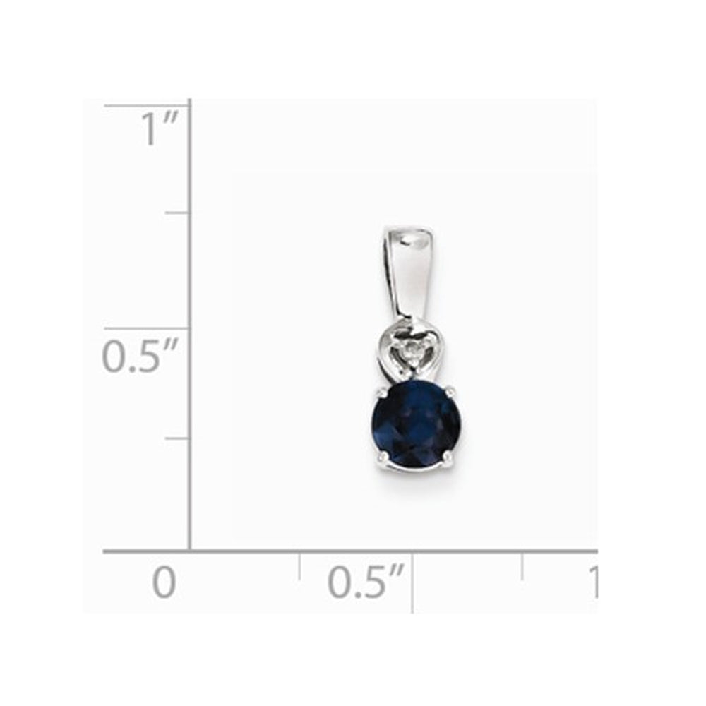 Sterling Silver Blue Sapphire Solitaire Pendant Necklace 1/2 Carat (ctw) Image 2