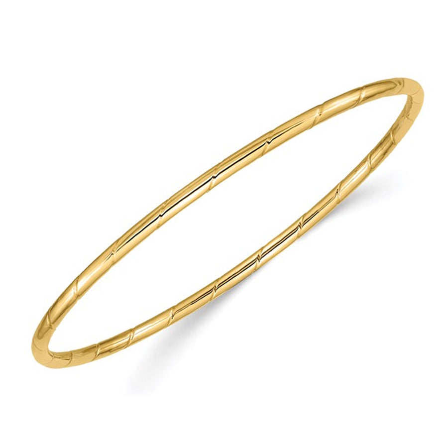 14K Yellow Gold Grooved Slip On Bangle (2.50 mm) Image 1