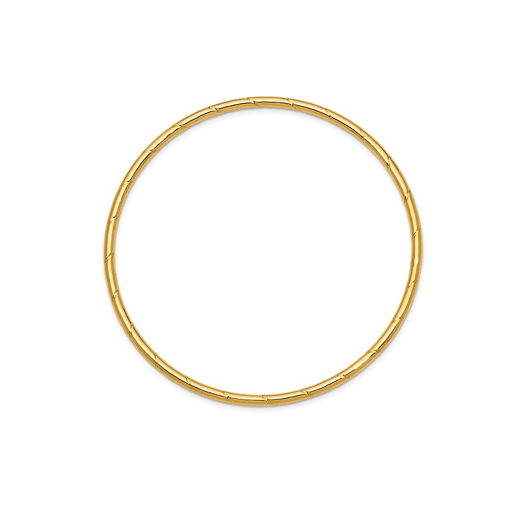 14K Yellow Gold Grooved Slip On Bangle (2.50 mm) Image 2