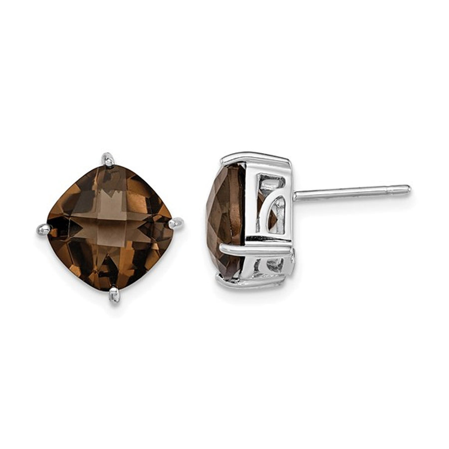 7.25 Carat (ctw) Solitaire Smoky Quartz Earrings in Sterling Silver Image 1