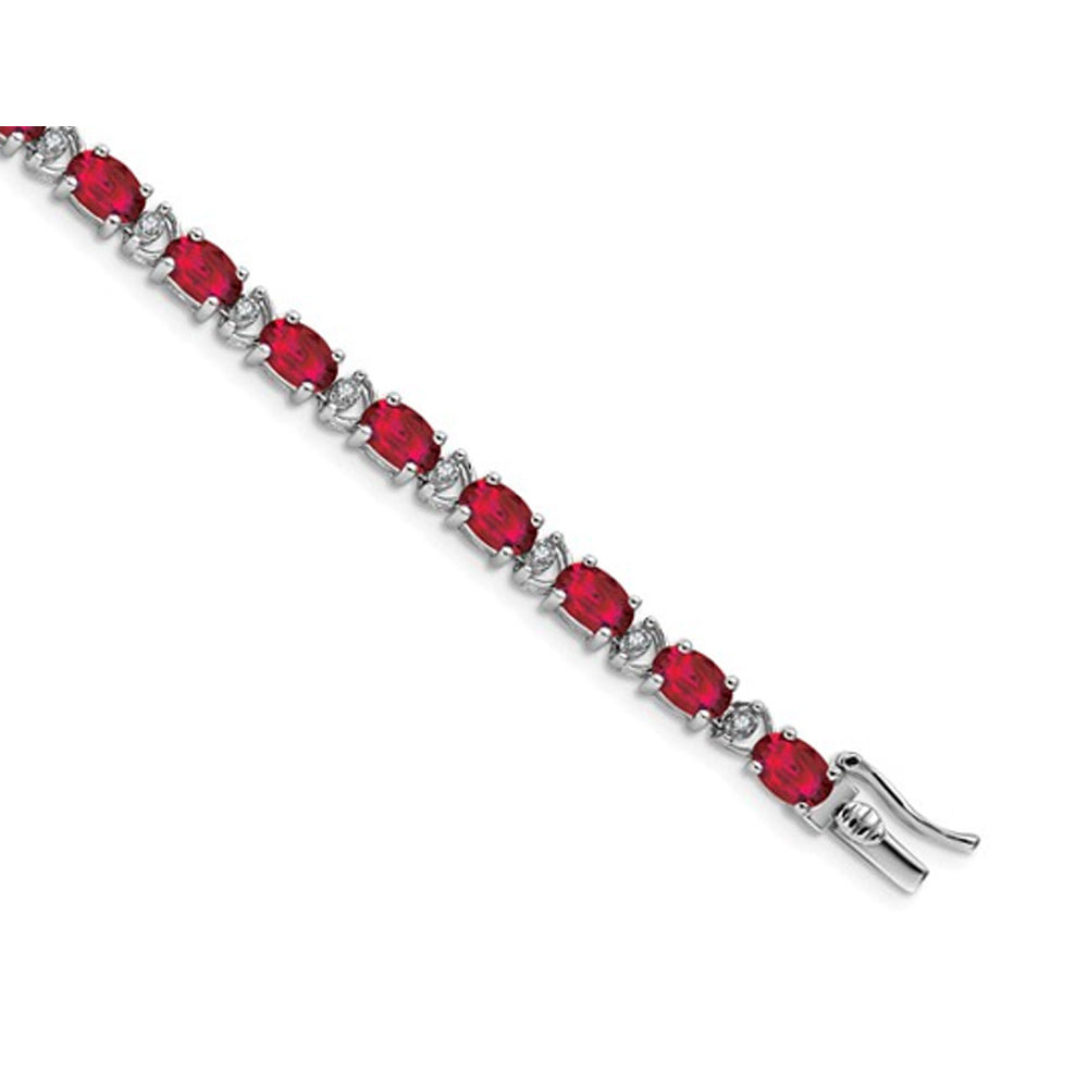 10.80 Carat (ctw) Lab-Created Ruby Bracelet in 14K White Gold Image 2